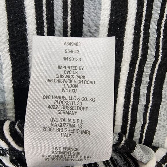 Joan Rivers Petite Womens Cropped Pants Size LP Pull On Striped Black Gray Wide - Picture 8 of 8